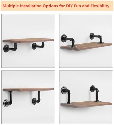 Industrial L Pipe Shelf Brackets for 7-14 in Depth Wood,6.7In 12 Pack