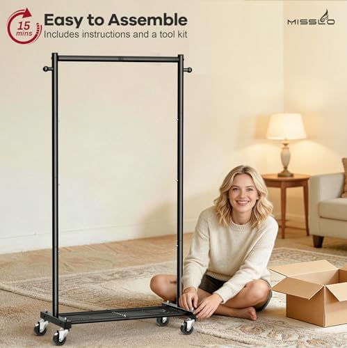 MISSLO Clothes Racks for Hanging Clothes 25mm Metal Clothing Rack with Shelve...