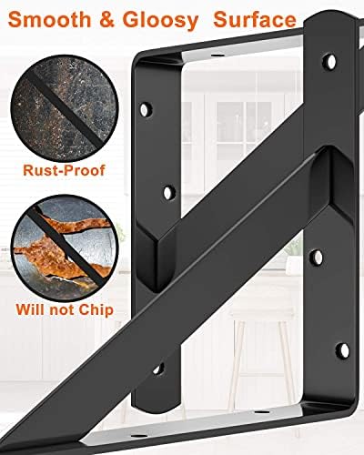 LuckIn 12 Inch Heavy Duty Shelf Bracket, Wall Shelf Brackets, 90 Degree Brack...