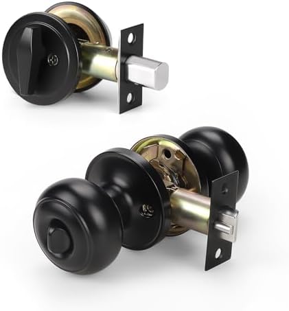 KNOBWELL 3 Pack Keyed Alike Entry Door Knobs and Single Cylinder Deadbolt Loc...