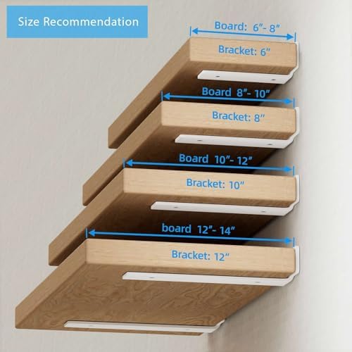 Shelf Brackets, Heavy Duty Floating Shelf Brackets 12-Inch Long, 6-Pack Brack...