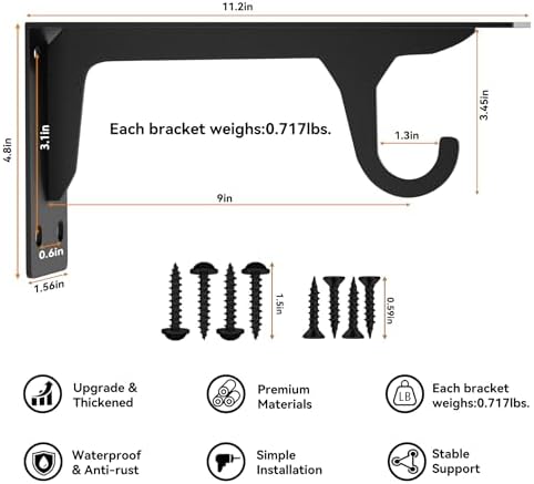 4Pack Closet Rod Bracket Heavy Duty Support 300lbs Capacity