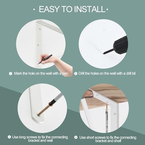 12 Pack L10 x H 8" White Heavy Duty Shelf Brackets with Screws Metal She...