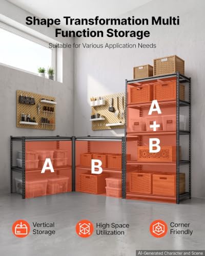 VEVOR Storage Shelves, 5-Tier 2000 lbs Garage Shelving 36 x 16 x 71.4 in