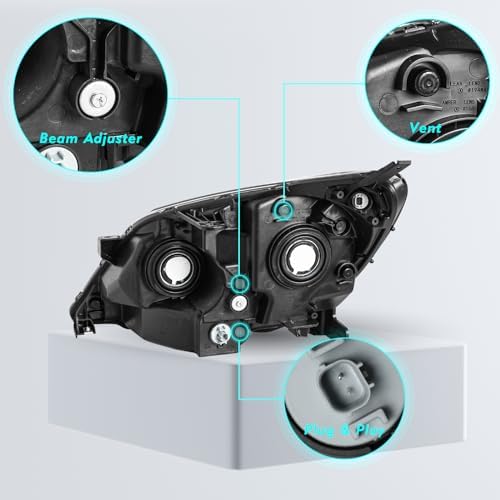 TUSDAR Headlight Assembly Pair w/Bulbs for 2005 2006 2007 2008 2009 2010 Hond...