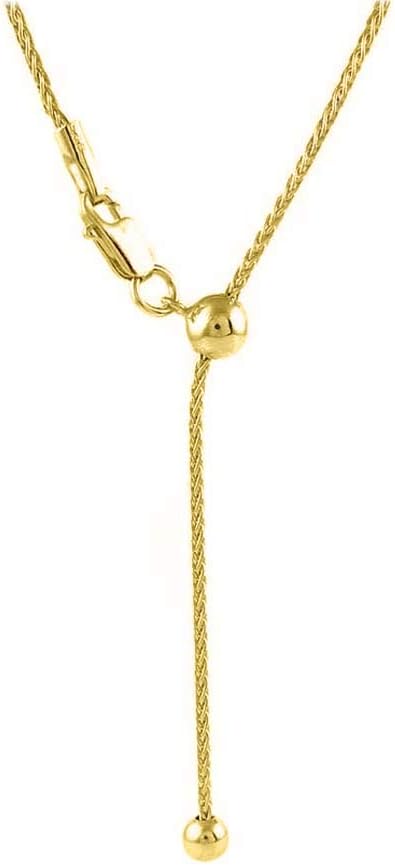 925 Sterling Silver necklace 1.3MM Adjustable Wheat Chain Necklace, Bolo Neck...
