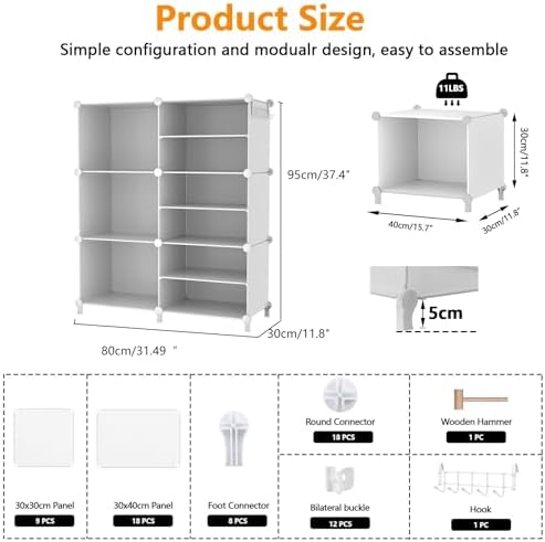 AWTATOS 6 Cube Closet Organizer Storage Shelves, White