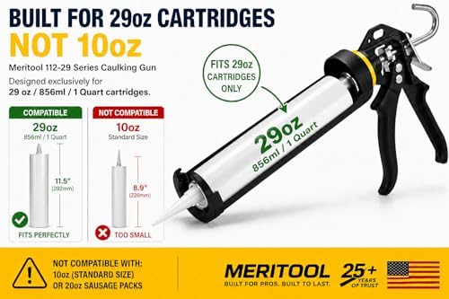 112 Series Manual Caulking Gun - 29 oz Cartridge Dispenser, 12:1Thrust Ratio,...