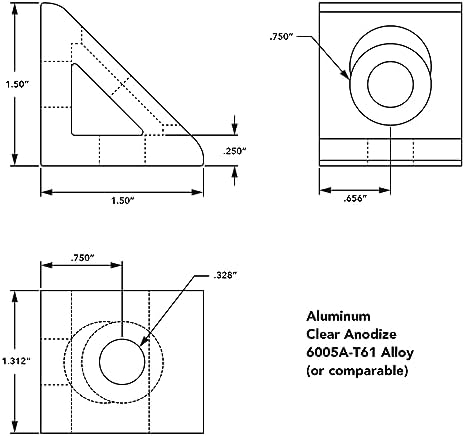 8020, 4332, 15 Series, 2 Hole Aluminum Inside Corner Gusset L Bracket for 80/...