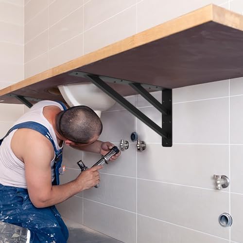 2Pcs Heavy Duty Shelf Bracket Countertop Support Brackets 16"x12" W...