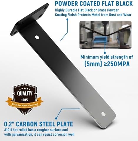 LEOPO 8 inch 6 Pack Floating Shelf Brackets, 1/5" Thick Hidden L Bracket