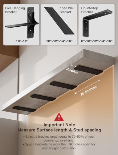 BATODA 10" Countertop Support Brackets (4PCS), Steel Knee Wall Support