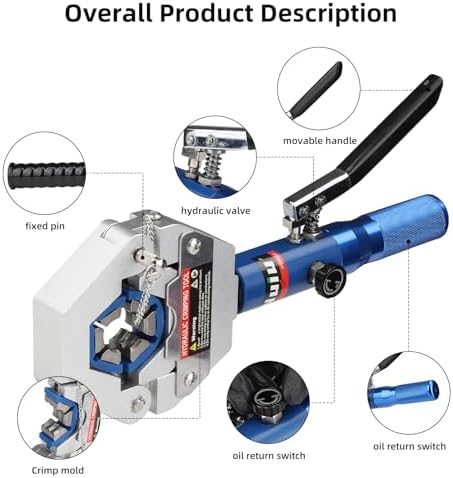A/C Hose Crimper Kit, 8T Hydraulic Crimping Tool with 7 Dies FS-7842A