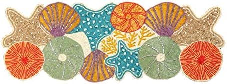 Lightnpro Seashell Hand Beaded Needlework Decorative Orange Blue Table Runner...