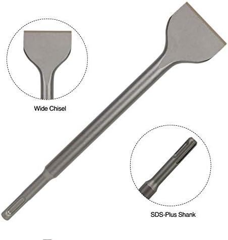 SDS Plus 4-Piece Chisel Set, Thinset Scraping Bit 3” x 10” Thinset Scaling Ch...