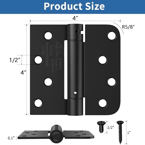4 Inch Self Closing Door Hinges, Spring Hinges Self Closing Matte Black