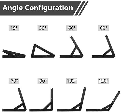 Sihnman Heavy Duty Adjustable Angle Bracket (2 pc) for Wall Mount, Roof Mount...