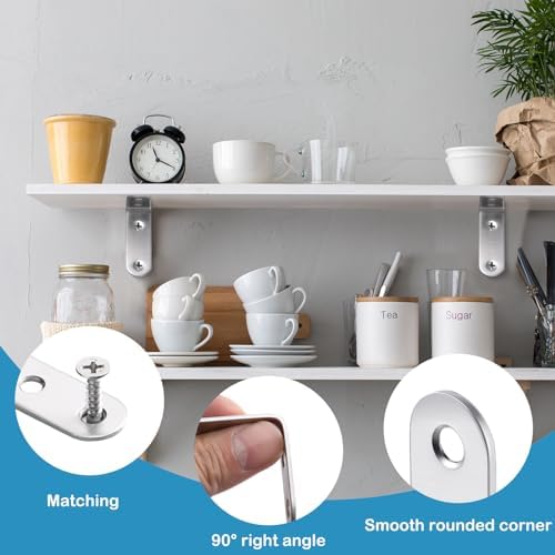 Pelopy 100 Pcs L Bracket Stainless Steel 90 Degree Brace, 1.97 x 1.97 Inch