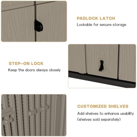 KINYING Outdoor Vertical Storage Shed,57 Cu.ft Outdoor Storage Cabinet Waterp...