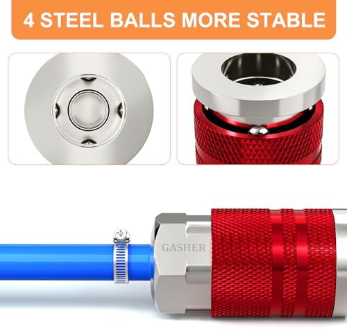 GASHER 12Pcs Red Industrial Air Coupling with 1/4" Hose Barb, 1/4" ...