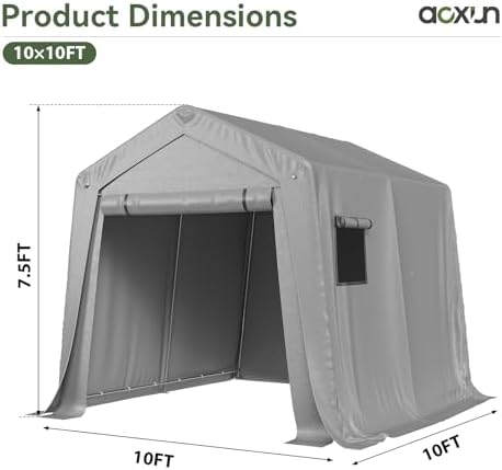Aoxun 10x10 FT Outdoor Portable Storage Shed Tent for Motorcycle,Gray