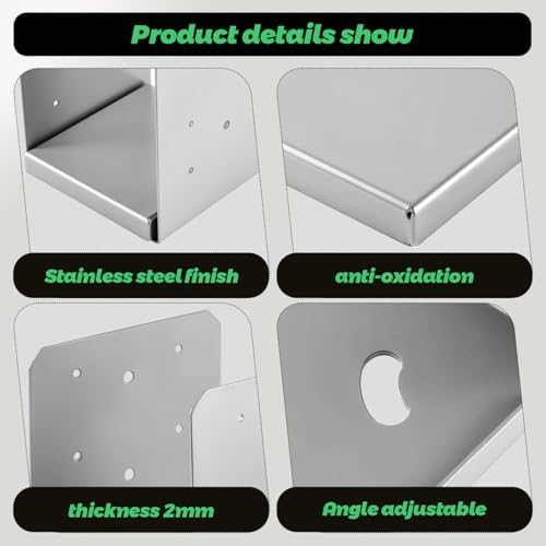 4"x4" Adjustable Post Base, 4Pcs，Stainless Steel Post Anchor Bracket