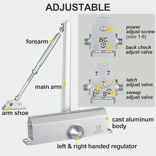 Grade 1 Commercial Door Closer, Heavy Duty Auto Hydraulic Closer