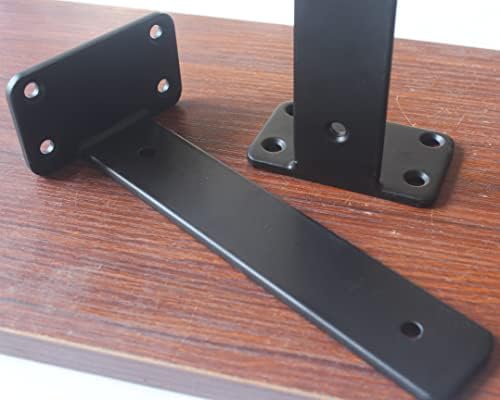 8 Pack - 8 inch Black Hidden L Shelf Bracket (1/5 Inch Thicked) Iron Floating...