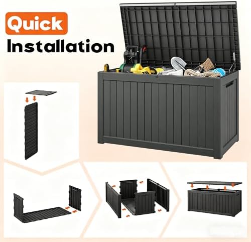 Outdoor Storage Box, Resin Deck Boxes Indoor and outdoor, Waterproof Storage ...