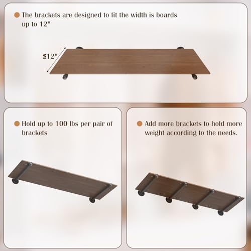 Pipe Shelf Bracket Set of 10 Floating Shelving Bracket 12 Inch