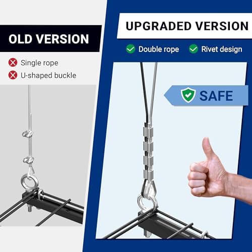 FLEXIMOUNTS Garage Ceiling Lifting Storage Rack, 4x4 Ft Heavy-Duty Metal Fram...