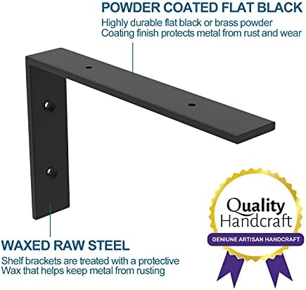 6-Pack Heavy Duty 10-Inch Black Shelf Brackets, L Shelf Bracket 10 Inch for F...