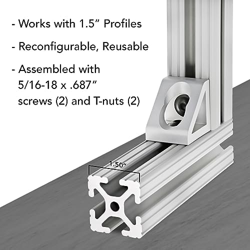 8020, 4332, 15 Series, 2 Hole Aluminum Inside Corner Gusset L Bracket for 80/...