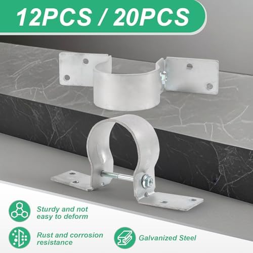 12 PCS Fence Post Brackets, 2-3/8“ Steel to Wood Fence Bracket,