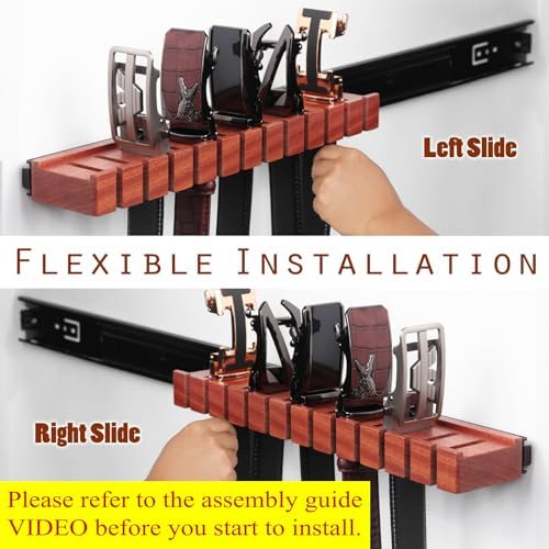 Walnut 12 Belts Organizer with Sliding System