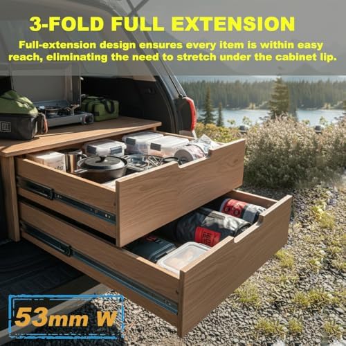 Heavy Duty 22" Drawer Slides, Full Extension Ball Bearing, 300LB