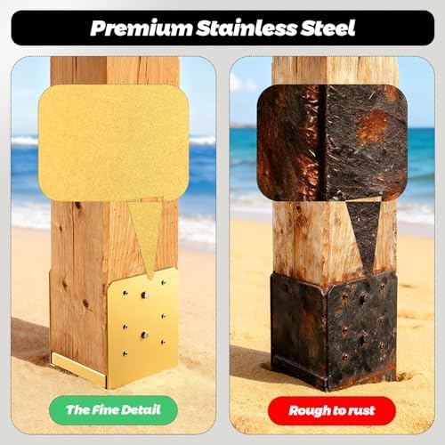 6"x6" Adjustable Post Base, 2Pcs，Golden,Stainless Steel Post Anchor...