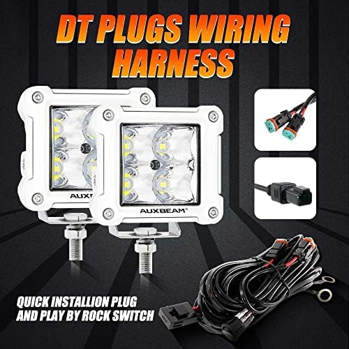 Auxbeam FA Series White Housing 3-Inch 40W Off-Road LED Pod Lights 2-Pack