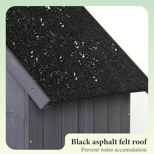 VINGLI Outdoor Wooden Storage Shed, Garden Shed Outside Tool Cabinet with Saf...