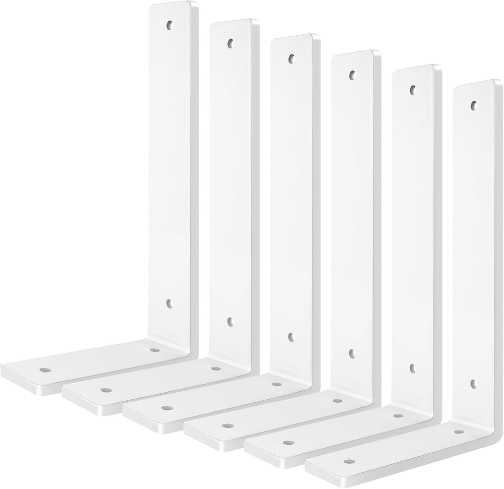 White Floating Shelf Bracket 10 Inch, 6 Pack Heavy Duty Shelf Brackets, Wall ...