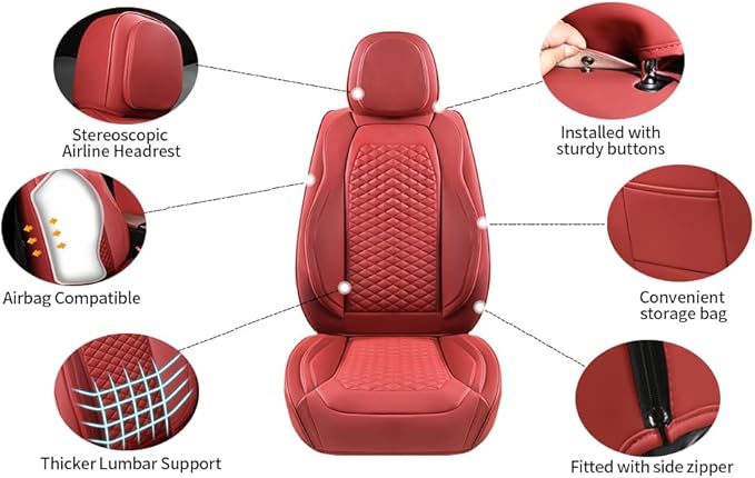 2 Packs Car Seat Covers Leather Car Seat Covers Universal Seat Covers