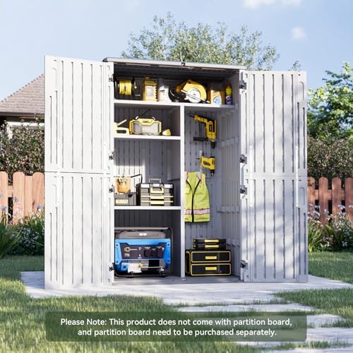 Aoxun Outdoor Storage Shed, 64 Cu.Ft Vertical Resin Sheds, White