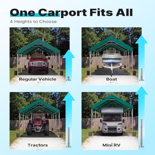 ADVANCE OUTDOOR 12x20 ft Heavy Duty Carport Potable Car Canopy Garage Party T...