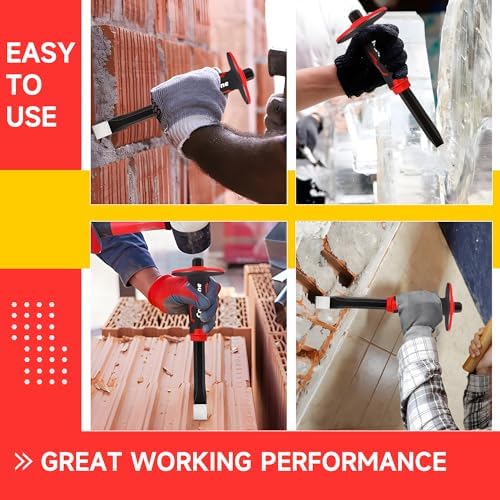 Masonry Chisel Set - 2-Piece Heavy Duty Pointed & Flat Rock Chisels, Conc...
