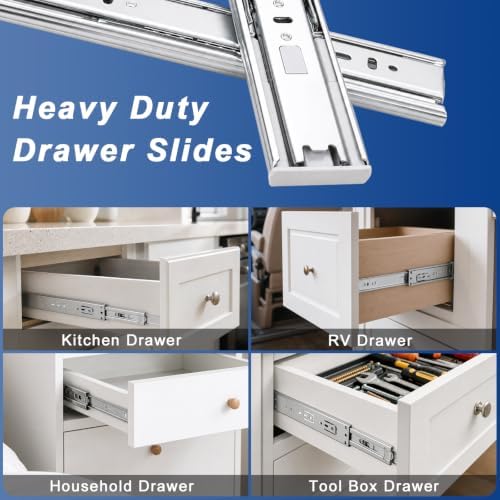 12 inch Soft Close Drawer Slides 6 Pairs (12 Pcs) Heavy Duty Cabinet Side Mou...