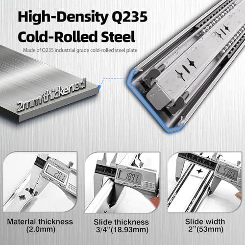 3/4" Thick 300Lbs Soft Close Heavy Duty Drawer Slides 1 Pair 16 18 20 22...
