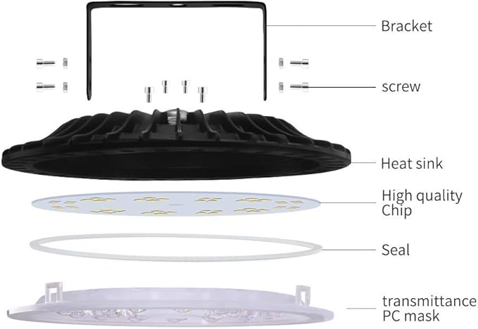 Viugreum 5 PACK 100W UFO LED High Bay Light, 10000LM 6500K Daylight White LED