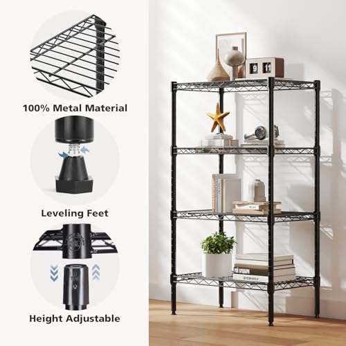 DUMOS 4-Tier Metal Storage Shelves, Shelving Unit, Storage Rack, 23.3" W
