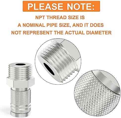 GASHER 10PCS 3/4-Inch Male Industrial Coupler,1/4 Basic Flow Quick Connect Ai...