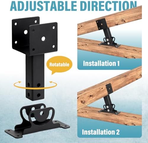 2 Pack 304 SS 4x4 Heavy Duty Adjustable Roof Riser Brackets (Black)